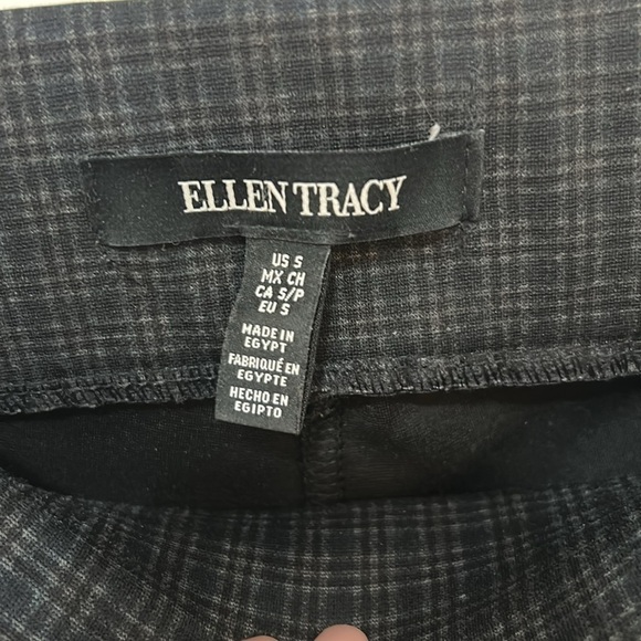 Ellen Tracy checkered Pants size small black gray elastic waist inseam 26” - Picture 5 of 8